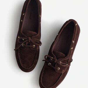 Madewell Jamie Boat Shoe Dark Carob Brown Suede Women's Size 7 NEW Nautical